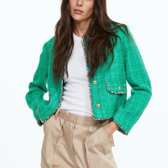 H&M Textured-weave Jacket in Green XL - Picture 6 of 13